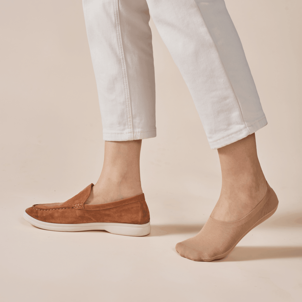Unisex Cotton No Show Socks 3-Pack | Almond Beige